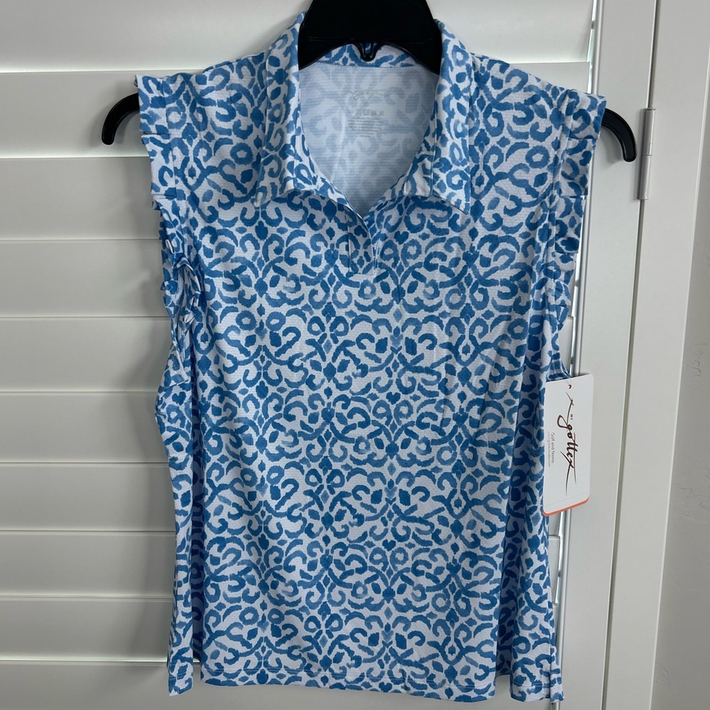 NWT Ladies GOTTEX Periwinkle Santorini Golf/Tennis Shirt-Size Large